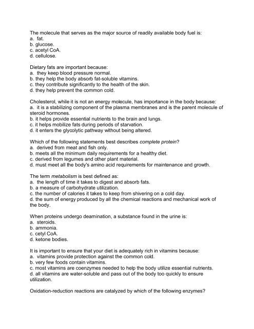 nutrition and metabolism