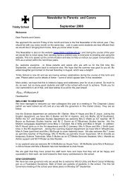 Newsletter to Parents and Carers September 2008 - Trinity School