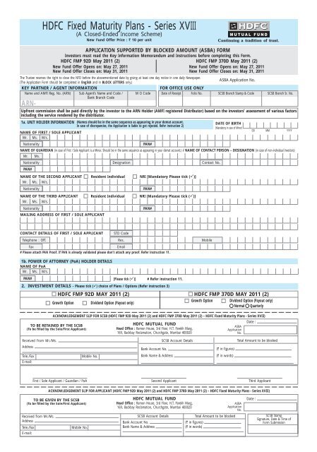 HDFC Fixed Maturity Plans - Series XVIII - HDFC Mutual Fund