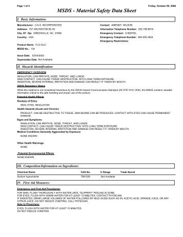 MSDS - Material Safety Data Sheet - NS Farrington & Co.