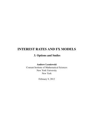 INTEREST RATES AND FX MODELS - Andrew Lesniewski