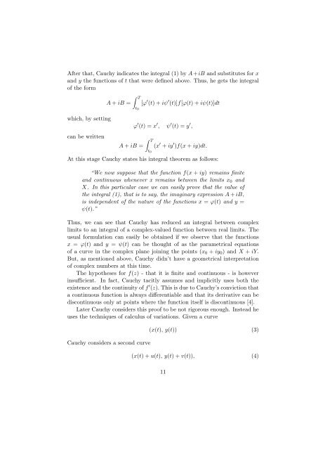 Malmsten's Proof of the Integral Theorem