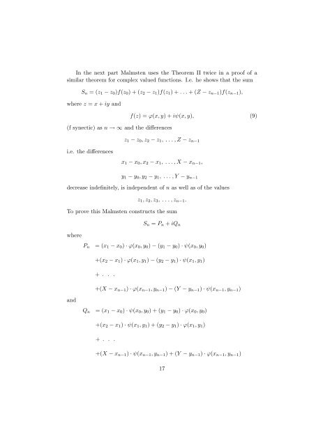 Malmsten's Proof of the Integral Theorem