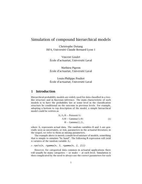 Simulation of compound hierarchical models