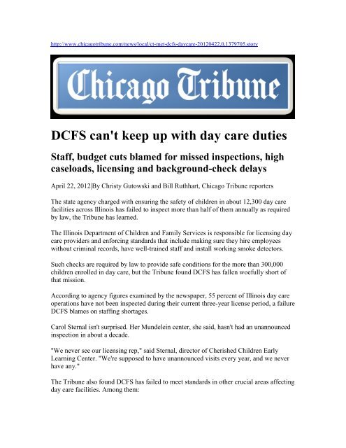 DCFS can't keep up with day care duties - Illinois Action for Children