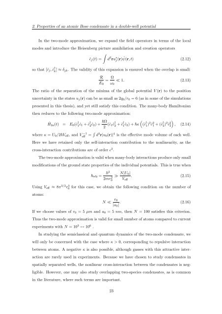 Open Quantum Dynamics of Mesoscopic Bose-Einstein ... - Physics