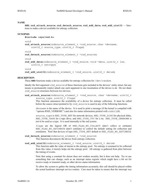 INTRO (9) NetBSD Kernel Developer's Manual INTRO (9) NAME ...