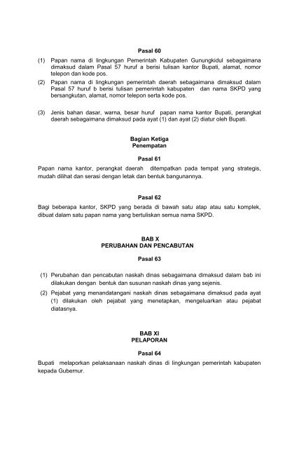Peraturan Bupati Gunungkidul Nomor 19 Tahun 2011 Tentang Tata ...