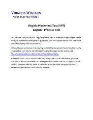 VPT English Practice Questions - Virginia Western Community College