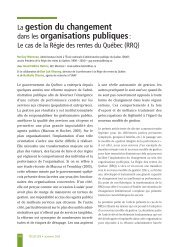 La gestion du changement dans les organisations publiques: