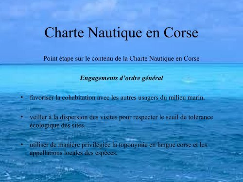 Charte Nautique en Corse - DREAL Corse