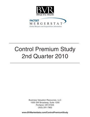 Control Premium Study 2nd Quarter 2010 - BVMarketData