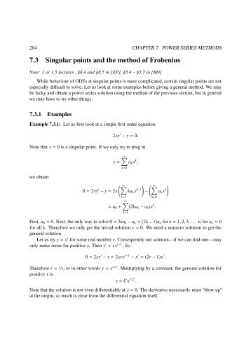 7.3 Singular points and the method of Frobenius - Jirka.org