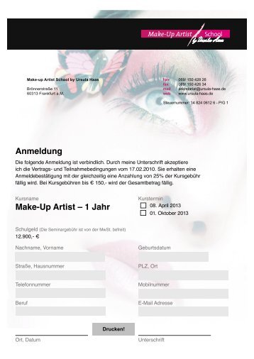 1 Jahr - Make-up Artist School by Ursula Haas