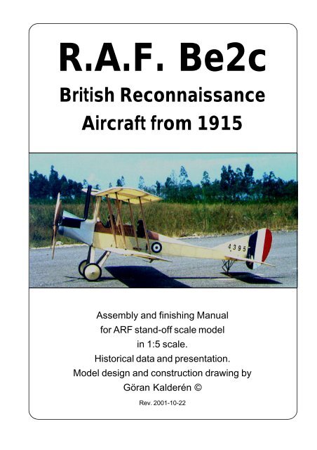 RAF Be2c British Reconnaissance Aircraft from 1915