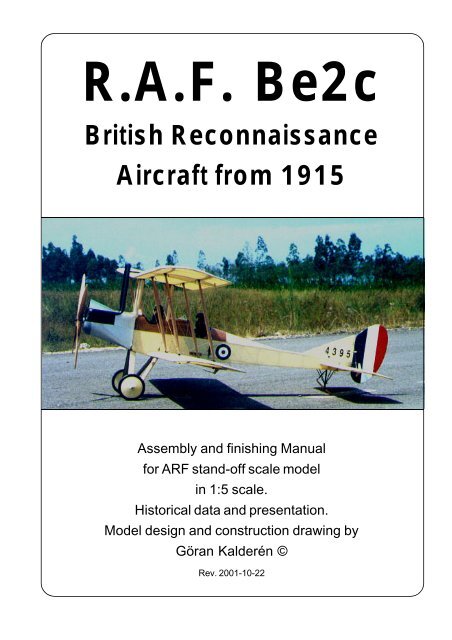 RAF Be2c British Reconnaissance Aircraft from 1915