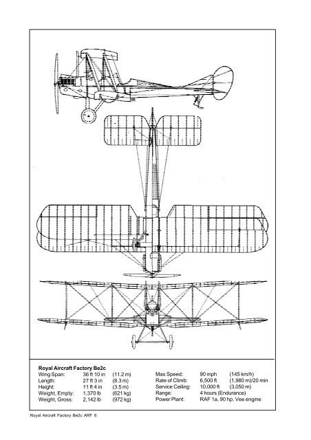 RAF Be2c British Reconnaissance Aircraft from 1915