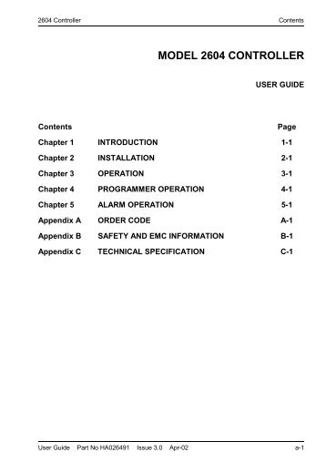 MODEL 2604 CONTROLLER - USER GUIDE - d a n m a r k