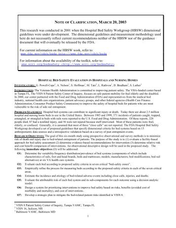 Hospital Bed Safety Evaluation