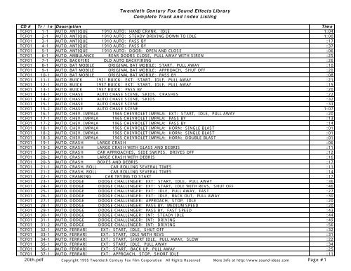 Twentieth Century Fox Sound Effects Library - Sound Ideas