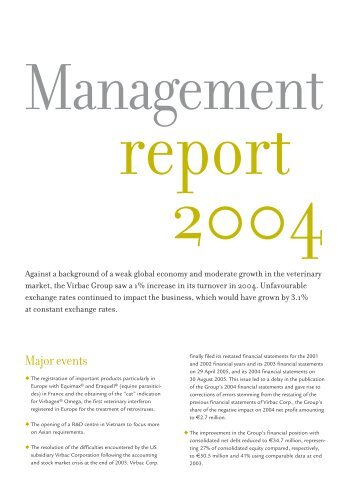 Annual financial report - 2004 - Virbac