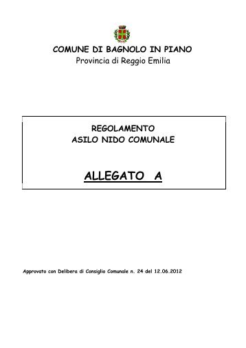 Regolamento Nido - ALLEGATO A - Comune di Bagnolo in Piano