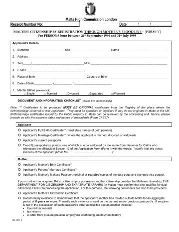 Application Form - Ministry of Foreign Affairs Malta