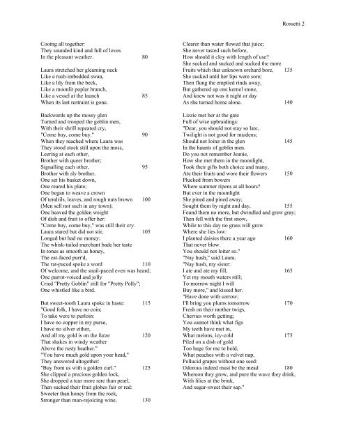 Rossetti 1 Two Poems by Christina Rossetti (1830-1894): Read ...