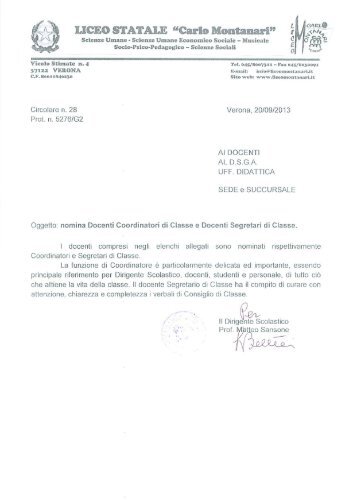 Circolare n. 28 - Nomina Docenti Coordinatori e Segretari di classe