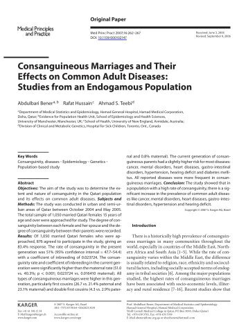 Consanguineous Marriages and Their Effects on ... - Channel 4