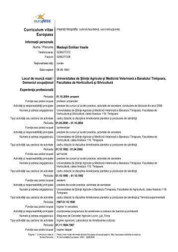 Curriculum vitae Europass - ARACIS