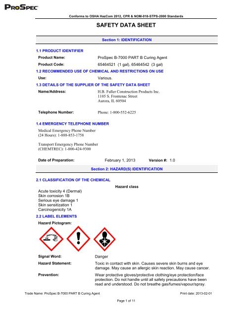 SAFETY DATA SHEET - Prospec