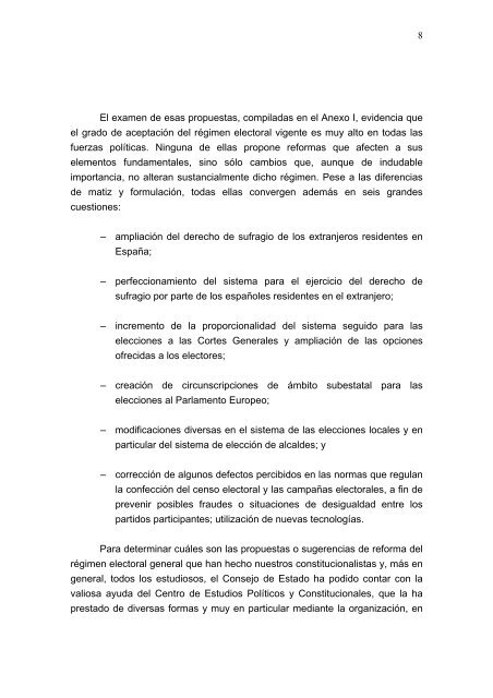 Informe del Consejo de Estado sobre el régimen electoral