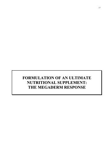 FORMULATION OF AN ULTIMATE NUTRITIONAL SUPPLEMENT ...