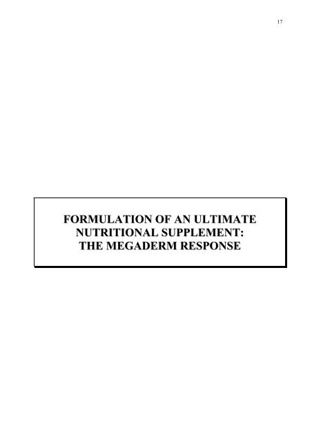 FORMULATION OF AN ULTIMATE NUTRITIONAL SUPPLEMENT ...