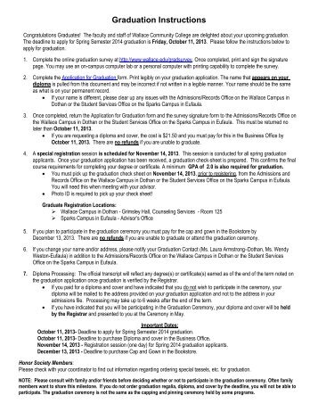 Application for Graduation form - Wallace Community College