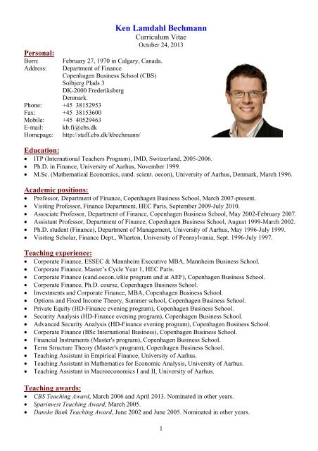 Complete Cv In Pdf Format Cbs Staff