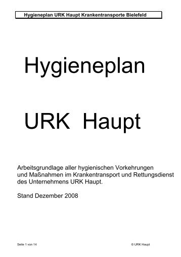 Hygieneplan URK Haupt Krankentransporte Bielefeld