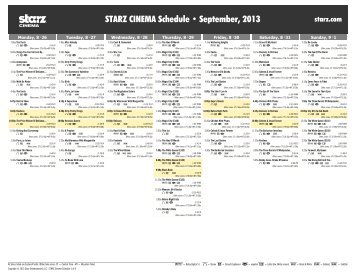 STARZ CINEMA Schedule - September, 2013
