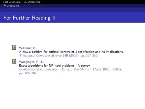 Fast Exponential-Time Algorithms to solve NP-complete ... - Lita