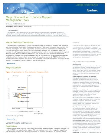 Magic Quadrant for IT Service Support Management Tools - RightStar