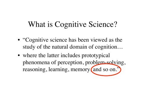 What is Cognitive Science? - UCSD Distributed Cognition and ...