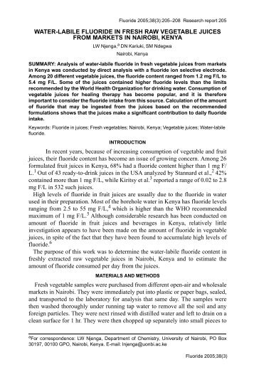 WATER-LABILE FLUORIDE IN FRESH RAW VEGETABLE JUICES ...