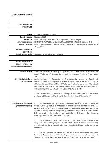 curriculum vitae - Ospedali dei Colli