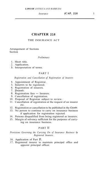 Insurance Act - Laws Online Government of Antigua and Barbuda