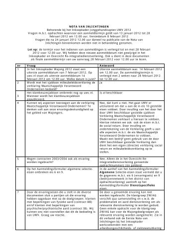 Nota van Inlichtingen 2012(pdf, 112 kB) - Uwv