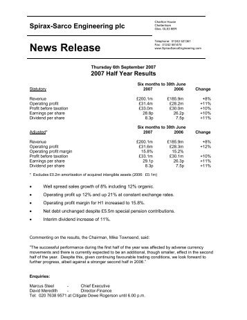 Interim Results now available - Spirax-Sarco Engineering plc