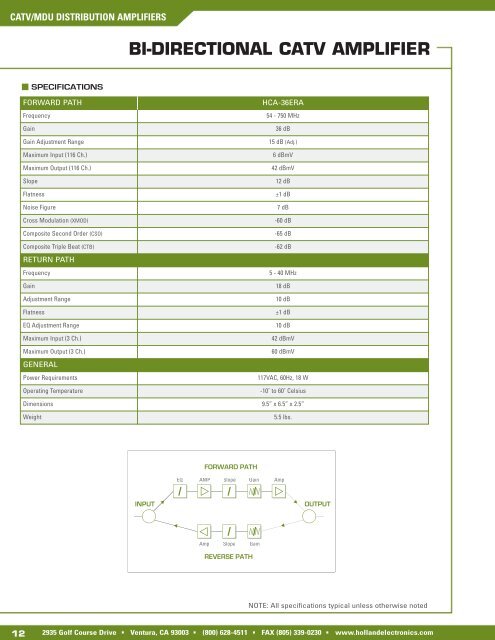 catv optical amplifiers - Holland Electronics