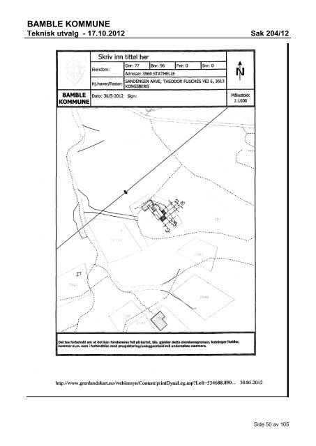 Tillegskart til mÃ¸te i Teknisk utvalg den 17.10.2012 - Bamble kommune