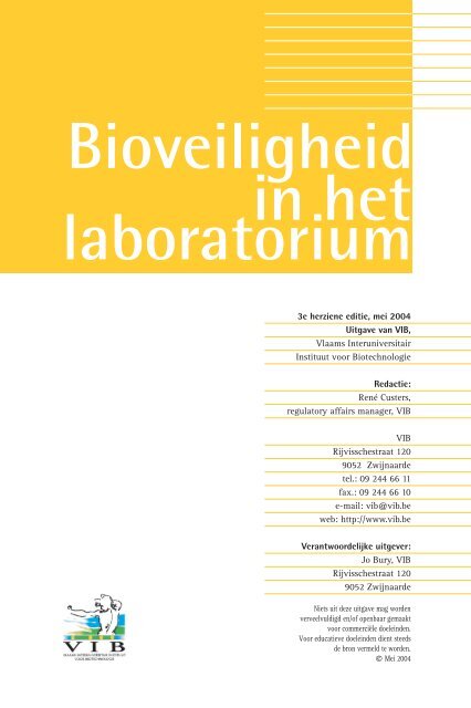 Bioveiligheid in het laboratorium - VIB